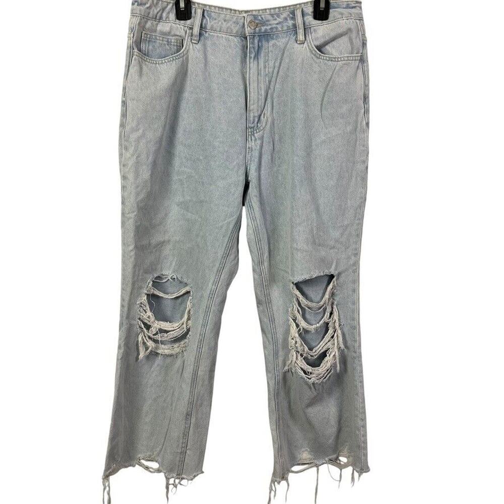 VERVET BY FLYING MONKEY Light Blue Distressed Wide Leg Jeans